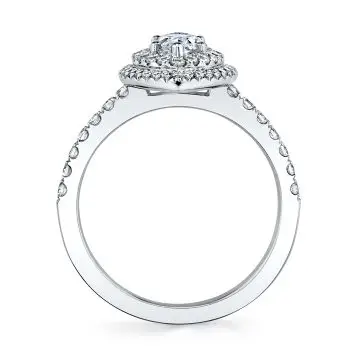 White Gold Marquise Cut Double Halo Engagement Ring - Claudia