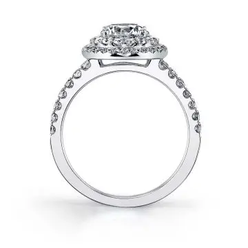 White Gold Oval Cut Double Halo Engagement Ring - Claudia