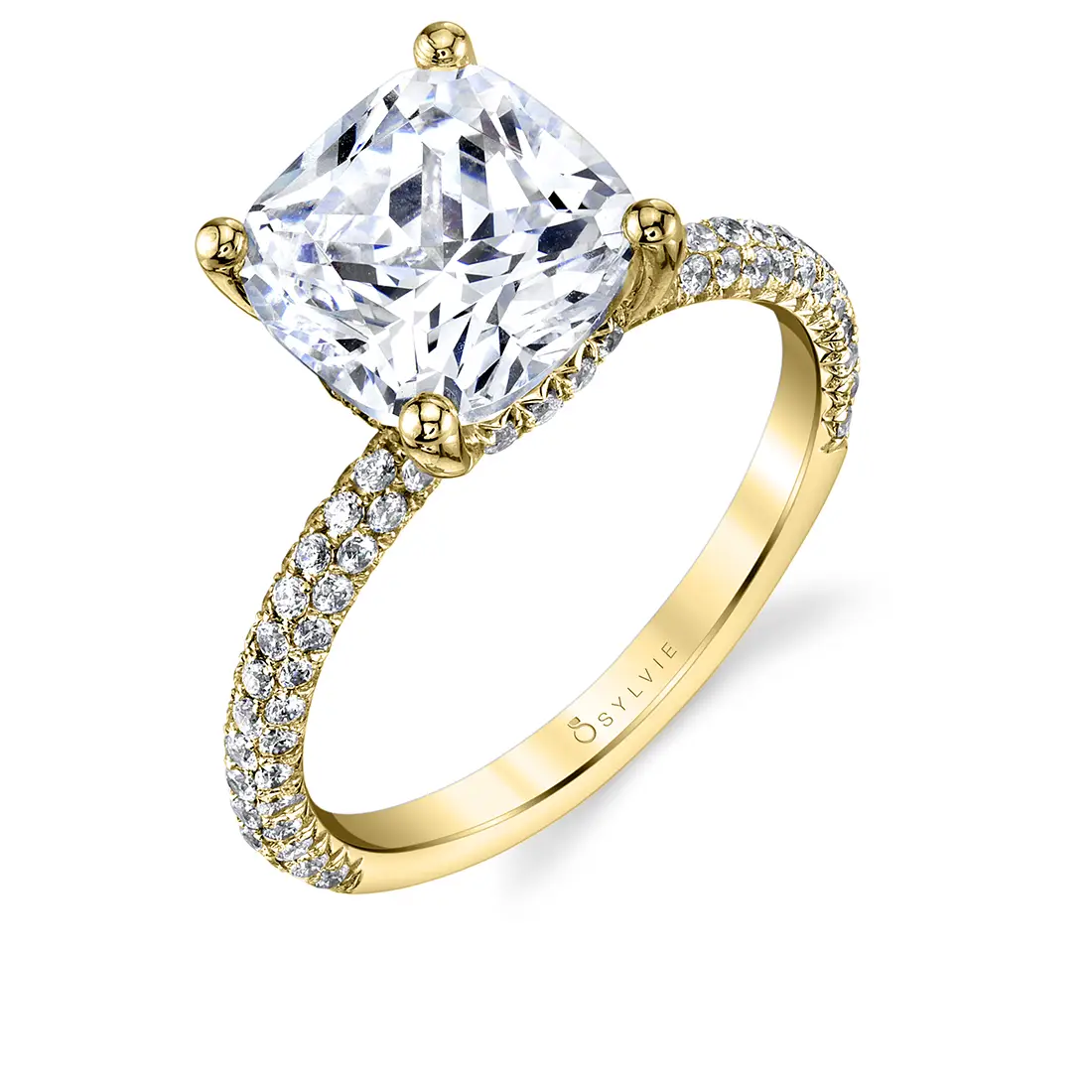 Pave solitaire engagement ring lvie