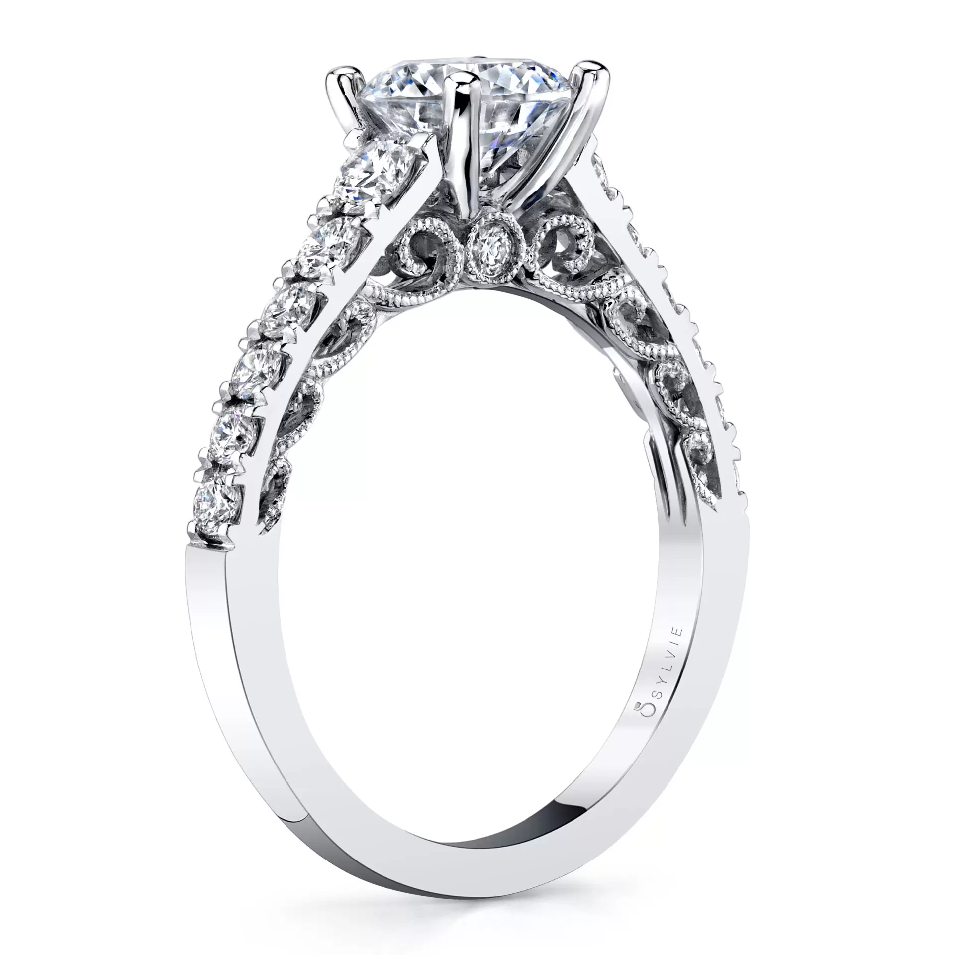 Round Cut Vintage Inspired Classic Engagement Ring - Lolita