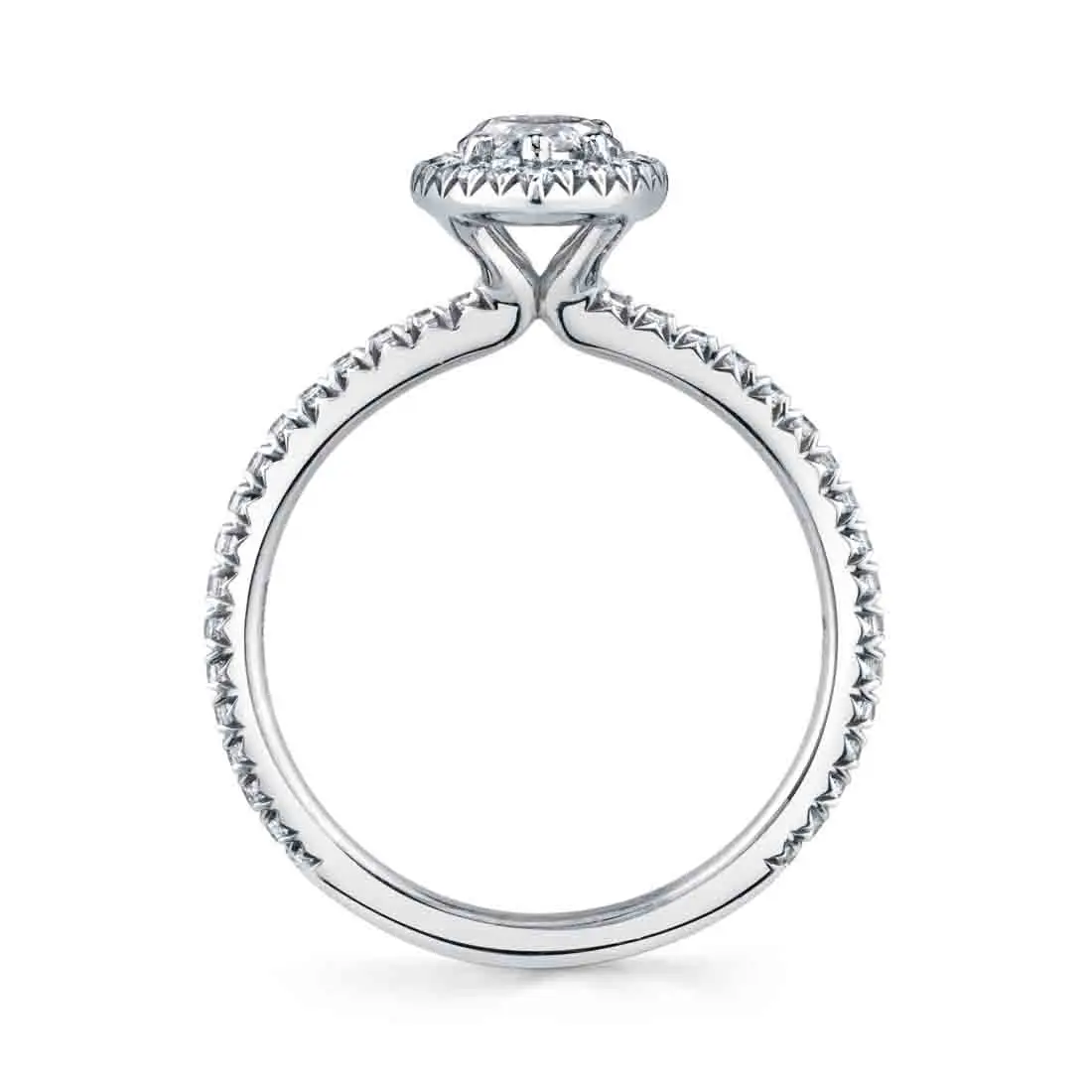 White Gold Marquise Cut Classic Halo Engagement Ring - Vivian