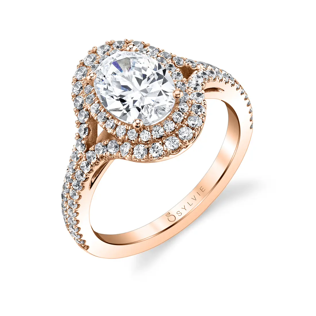 Oval-Shaped Double Halo Engagement Ring - Poppy