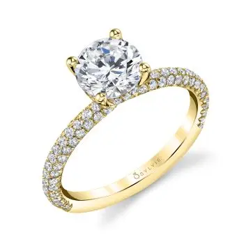 White Gold Round Cut Classic Pave Engagement Ring - Jayla