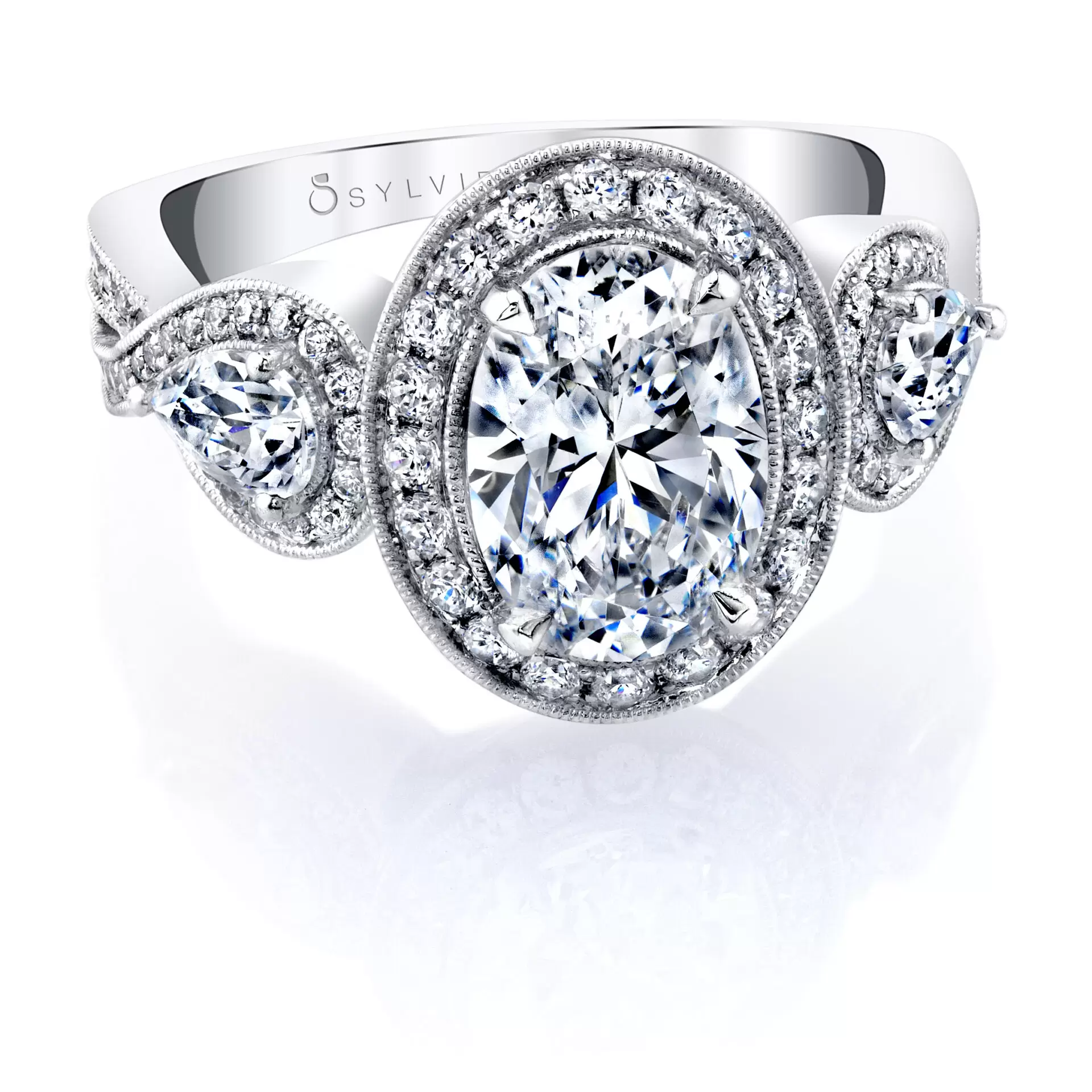 Oval Cut Three Stone Engagement Ring - Zara