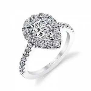 Pear-shaped Halo Engagement Rings - Sylvie Jewelry
