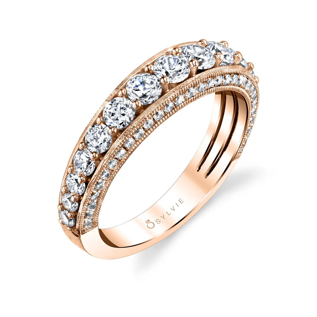 Round Cut Vintage Wedding Band - Josephine