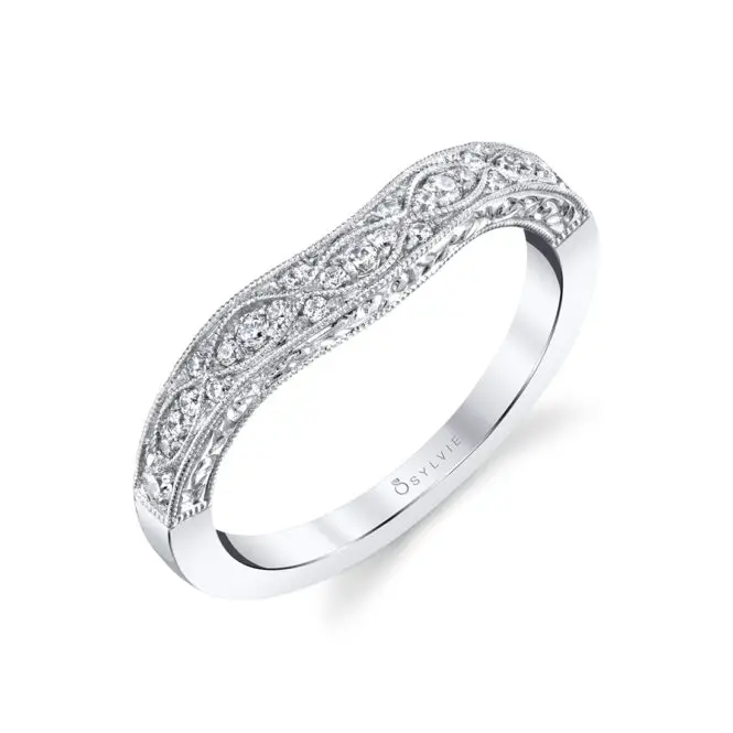 Round Cut Vintage Wedding Band - Seraphina