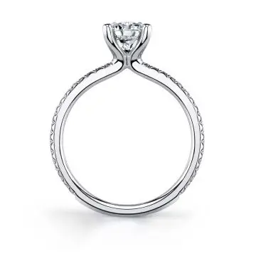 White Gold Round Cut Classic Engagement Ring - Adorlee
