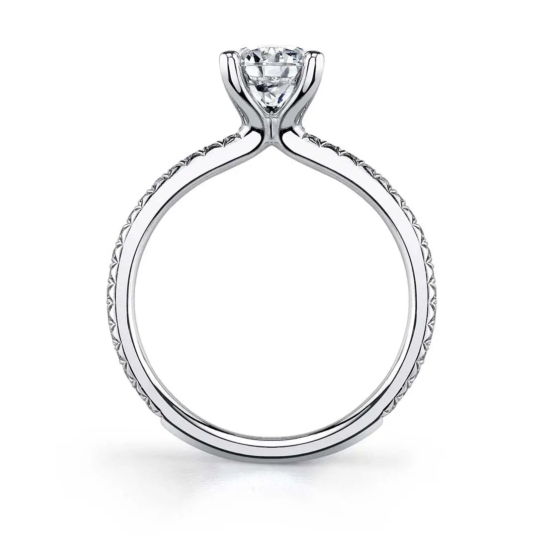 White Gold Princess Cut Classic Engagement Ring - Adorlee - Profile View