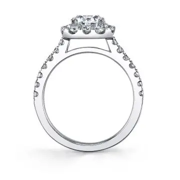 White Gold Cushion Cut Two Tone Classic Halo Engagement Ring - Jacalyn