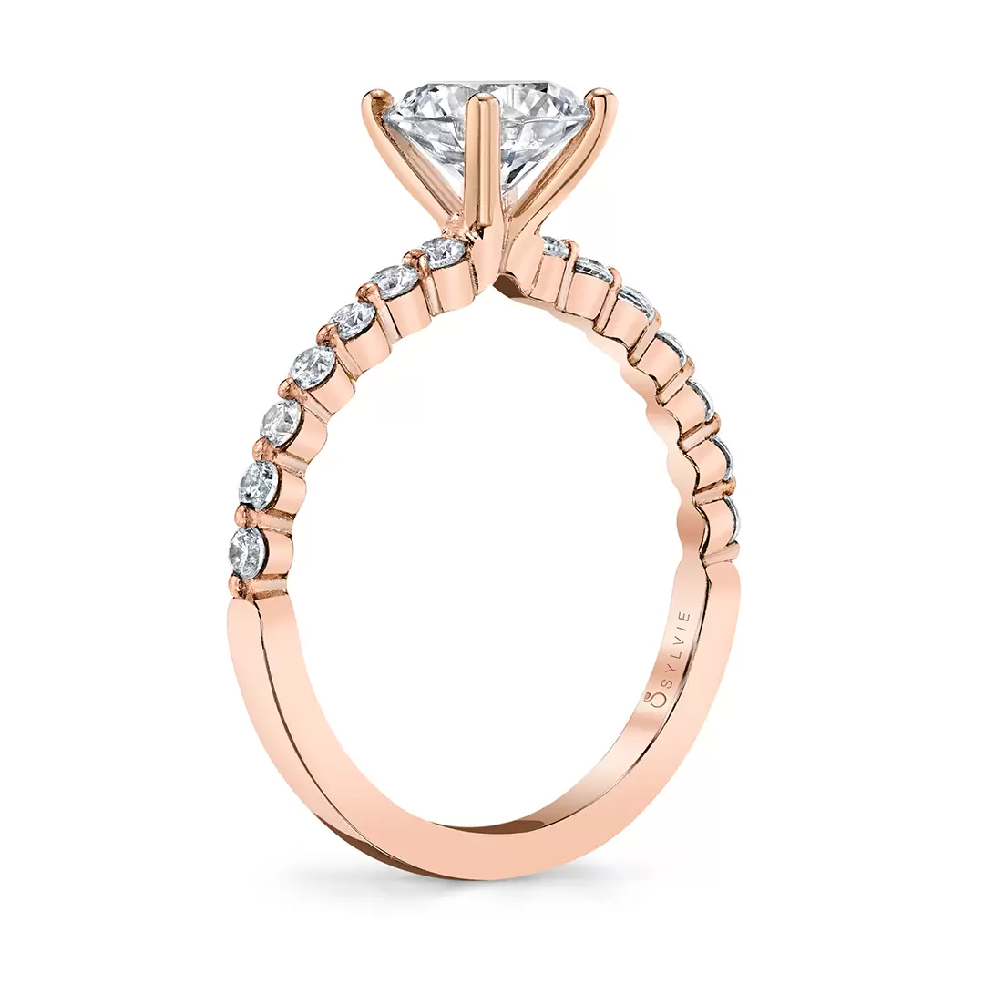 White Gold Round Cut Classic Engagement Ring - Athena - Profile View