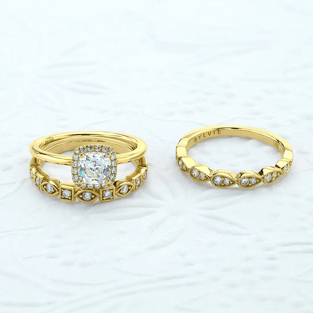 White Gold Cushion Cut Solitaire Halo Engagement Ring - Elsie - Profile View