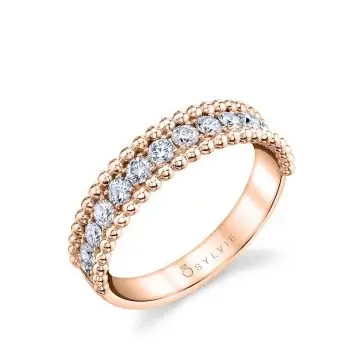 White Gold Beaded Stackable Band - LG - Brettany