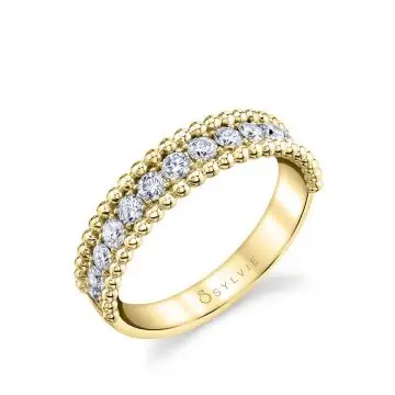 White Gold Beaded Stackable Band - LG - Brettany