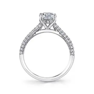 White Gold Round Cut Micro Pave Classic Engagement Ring - Elienor