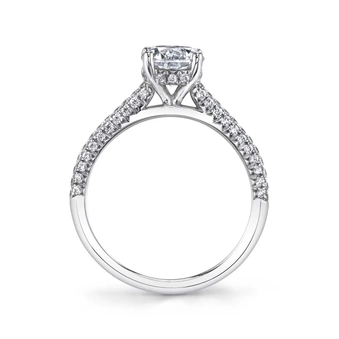 Round Cut Micro Pave Classic Engagement Ring - Elienor