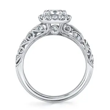 White Gold Oval Cut Vintage Engagement Ring - Rochelle