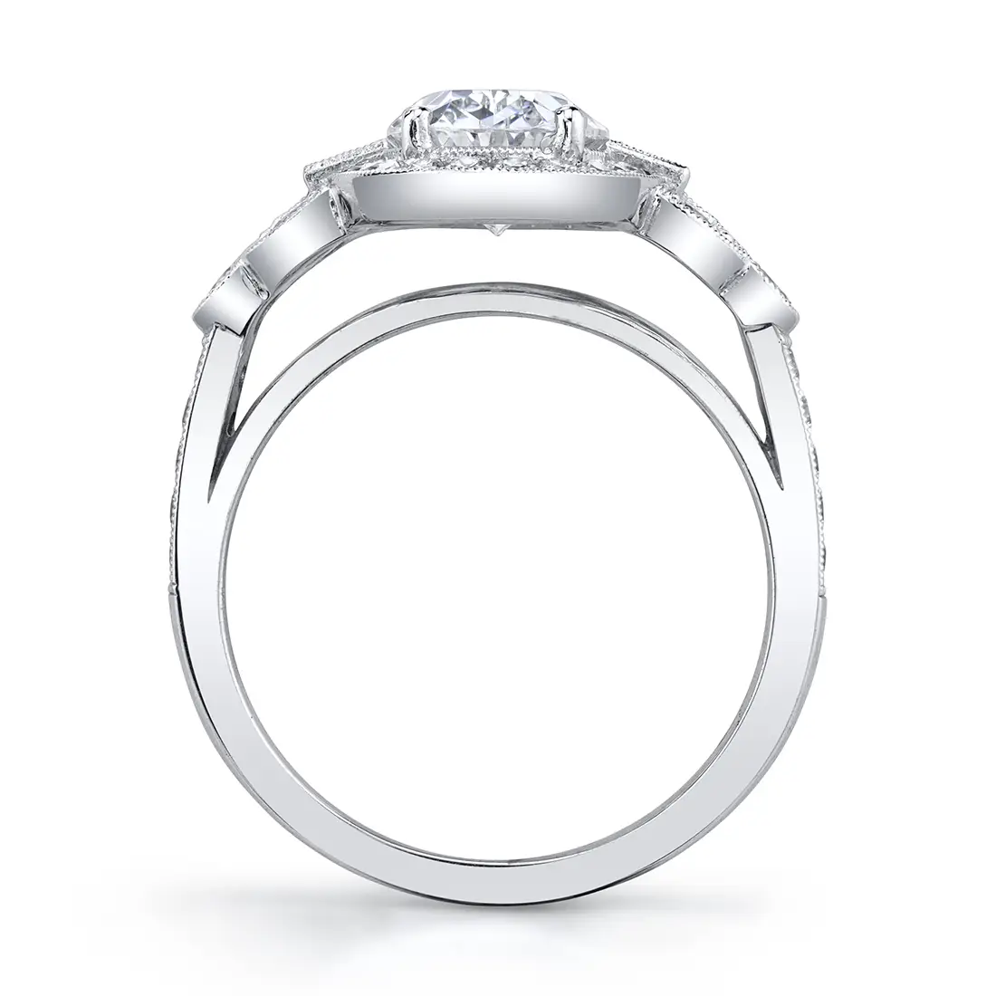 Oval Cut Modern Vintage Halo Engagement Ring - Yvette