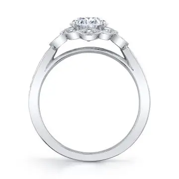 White Gold Oval Cut Floral Inspired Engagement Ring - Candide