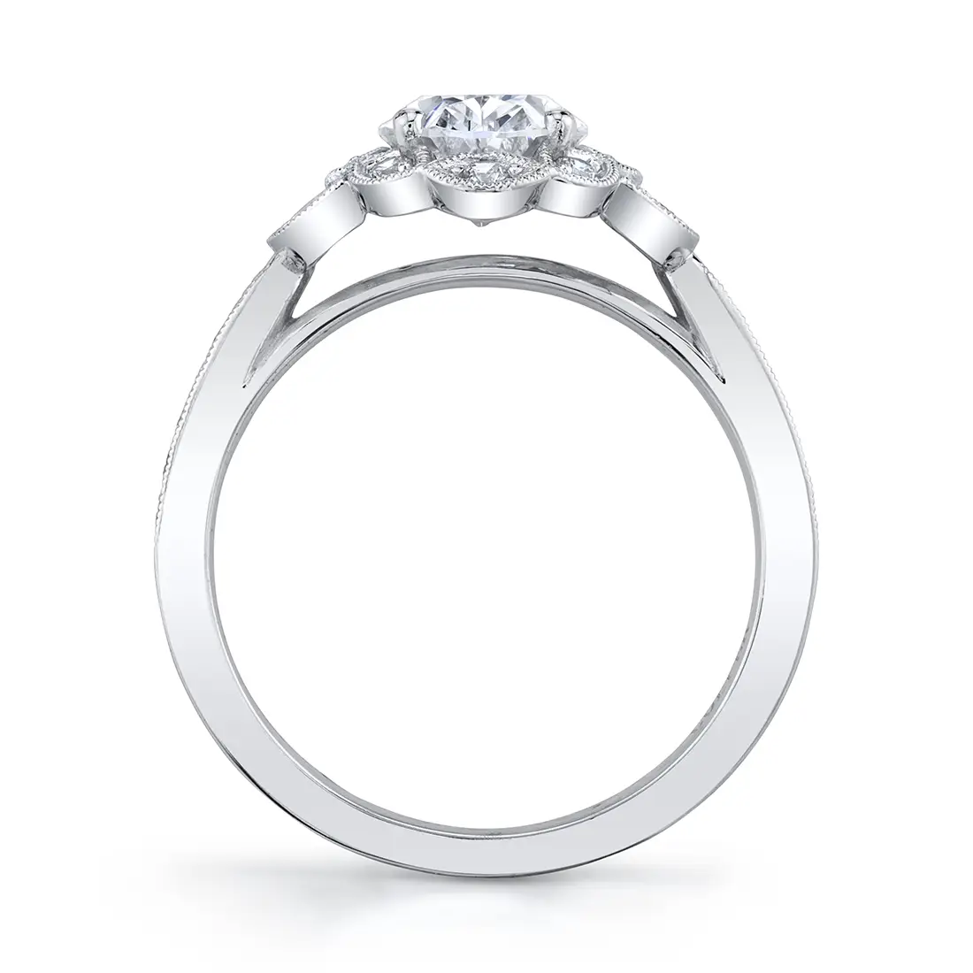 Oval Cut Floral Inspired Engagement Ring - Candide