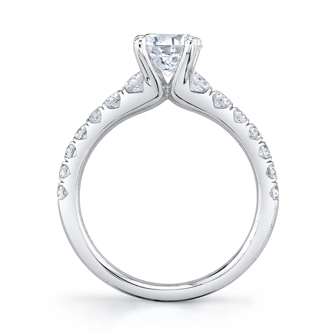 White Gold Pear Shaped Classic Engagement Ring - Veronique