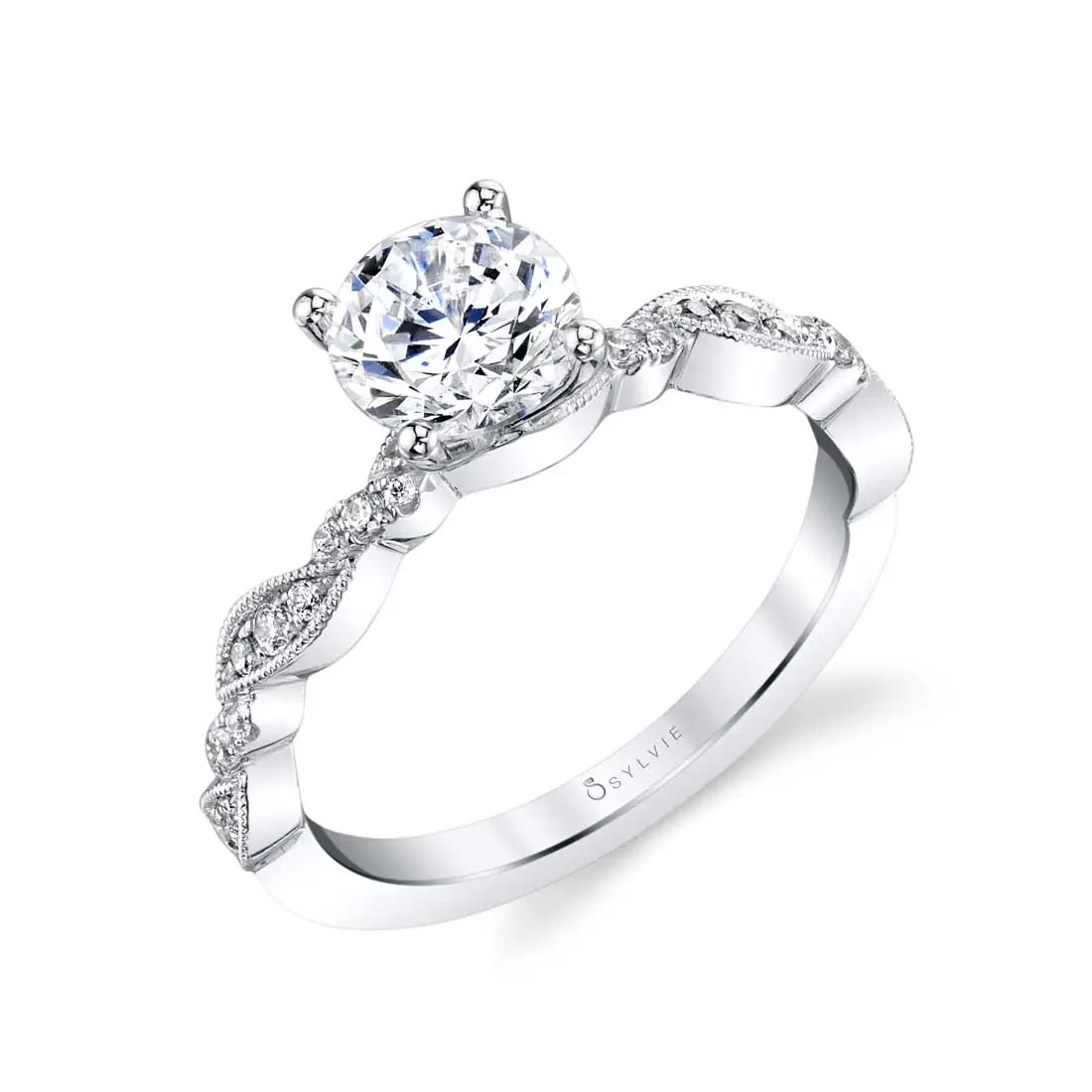 Round Cut Unique Engagement Ring Valerie Sylvie Jewelry