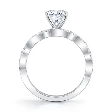 White Gold Round Cut Unique Engagement Ring - Valerie