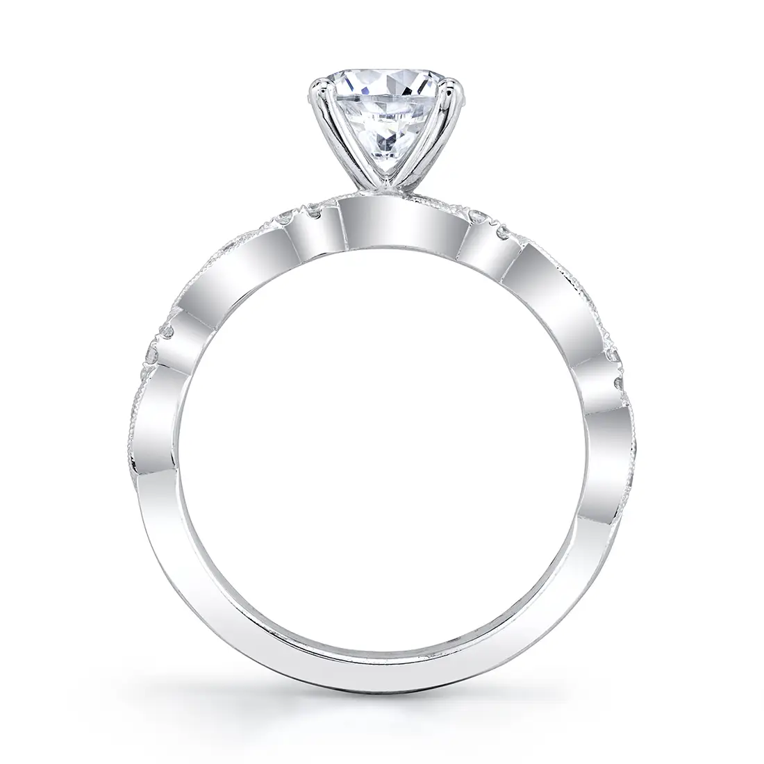 Round Cut Unique Engagement Ring - Valerie