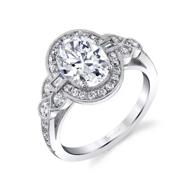 Oval Cut Modern Vintage Halo Engagement Ring - Yvette