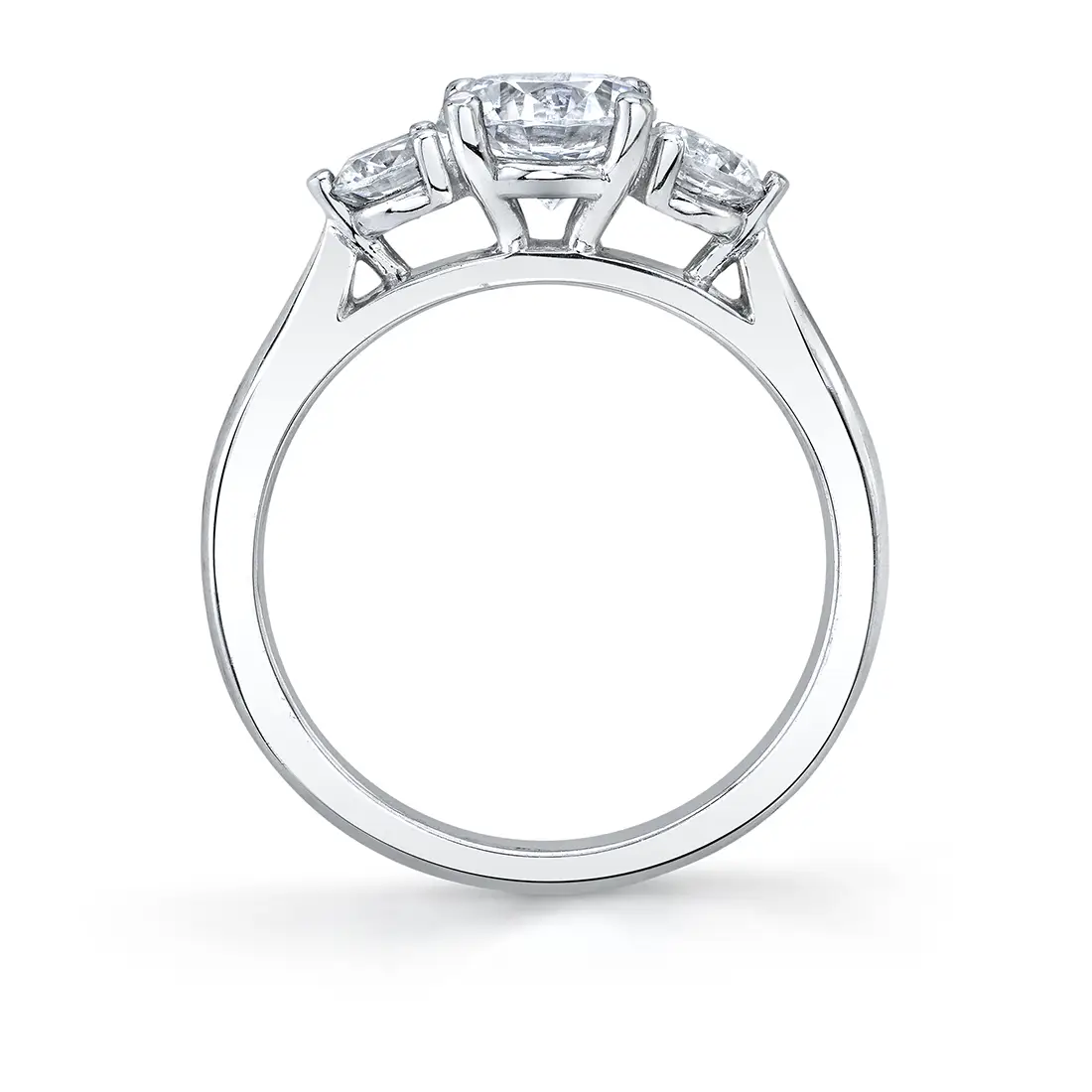 White Gold Round Cut Three Stone Engagement Ring - Marcella