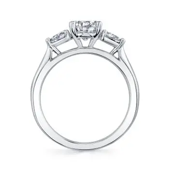 White Gold Round Cut Three Stone Engagement Ring - Martine