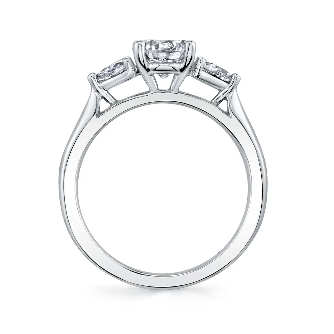 White Gold Round Cut Three Stone Engagement Ring - Martine