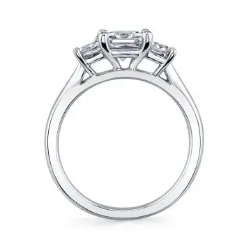 White Gold Marquise Cut Solitaire Three Stone Engagement Ring - Micheline