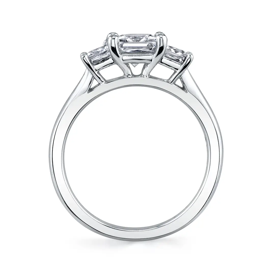 3 stone engagement ring profile view