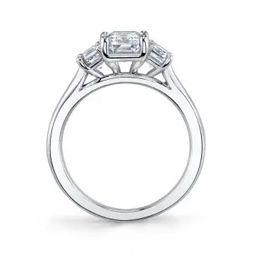 White Gold Emerald Cut Three Stone Engagement Ring - Gigi