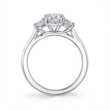 White Gold Marquise Engagement Ring with Oval Side Stones - Guinevere
