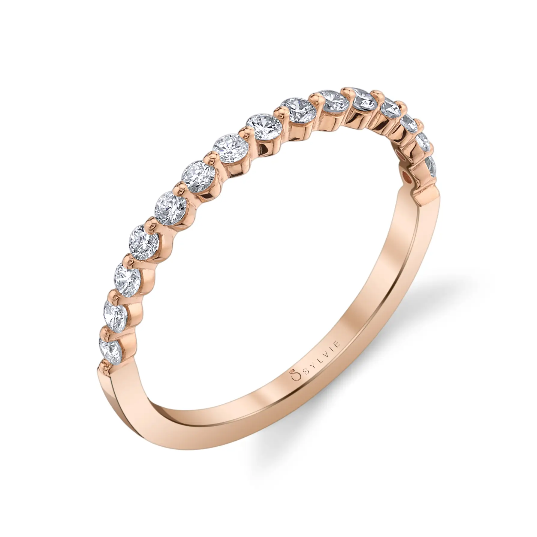 White Gold Stackable Wedding Band - Cerise