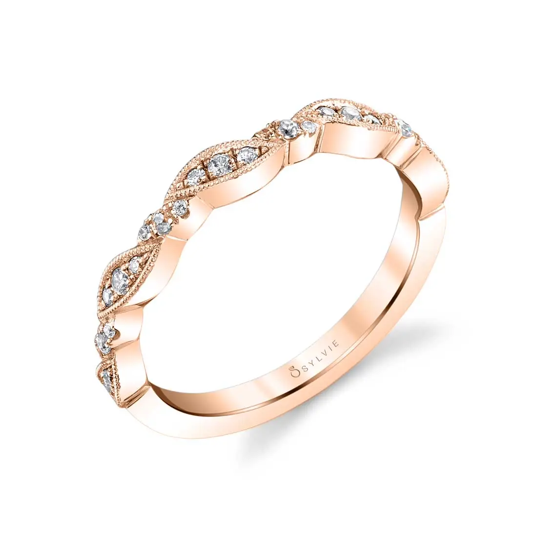 Round Cut Vintage Stackable Band - Valerie