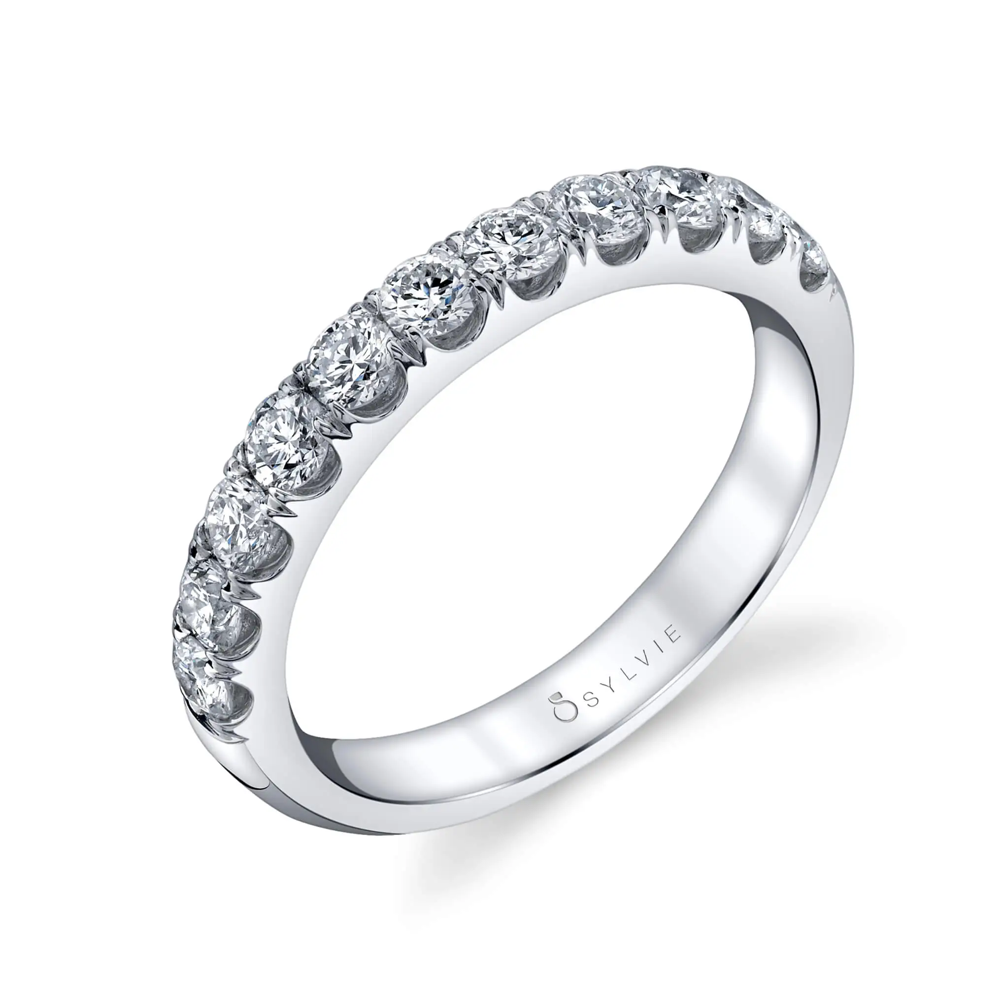 Classic Wedding Band with Shared Prongs