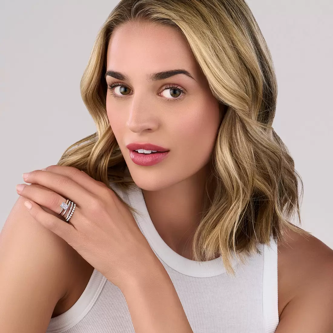 White Gold Sleek Baguette Wedding Band - Lifestyle Image - Lifestyle Image