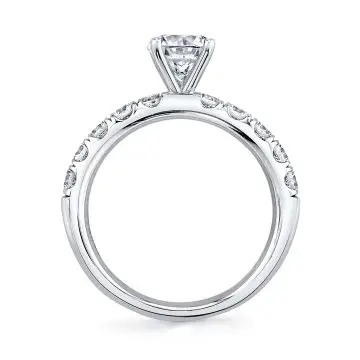 White Gold Round Cut Prong Set Classic Engagement Ring - Octavie