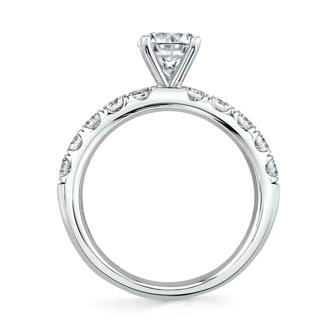 side view of a classic engagement ring with thick band