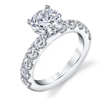 White Gold Round Cut Classic Engagement Ring - Octavie