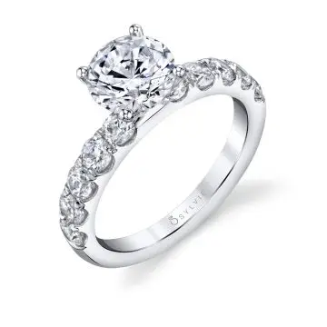 White Gold Round Cut Classic Engagement Ring - Octavie