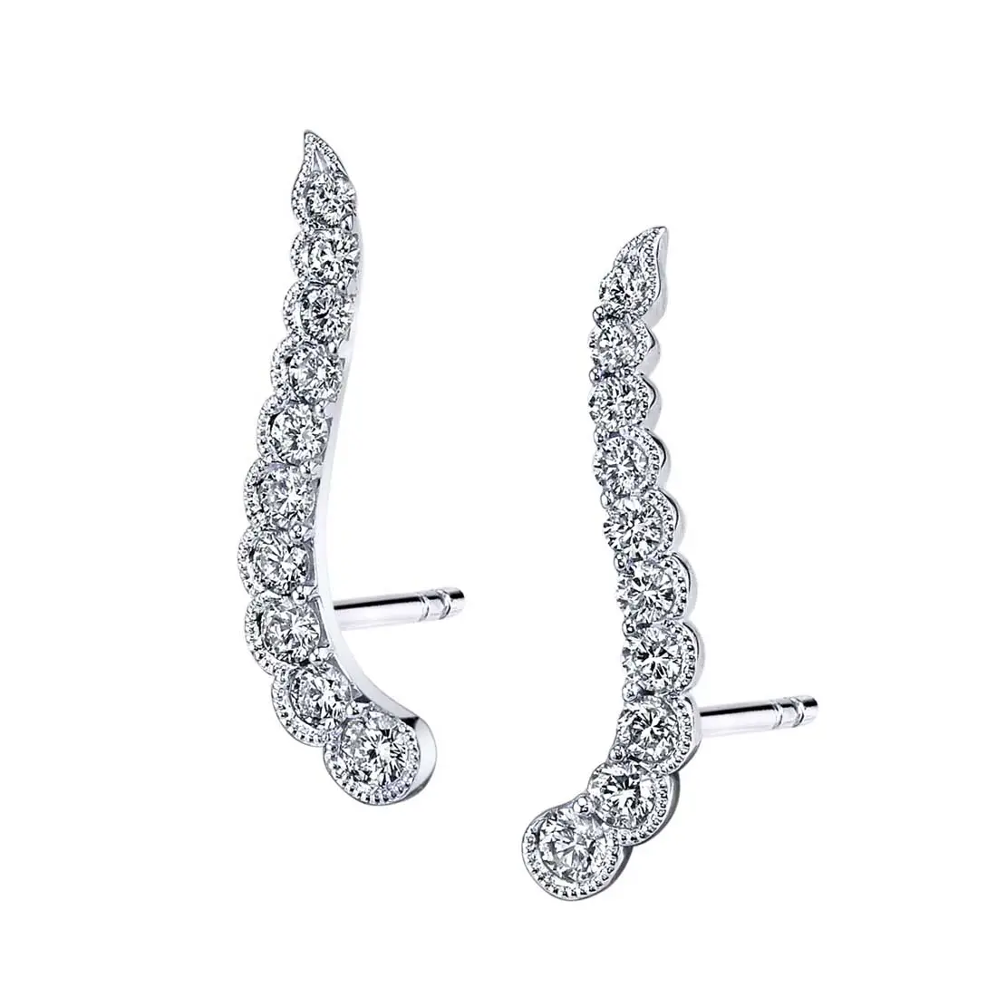 Bezel Set Diamond Ear Climbers Sylvie Jewelry