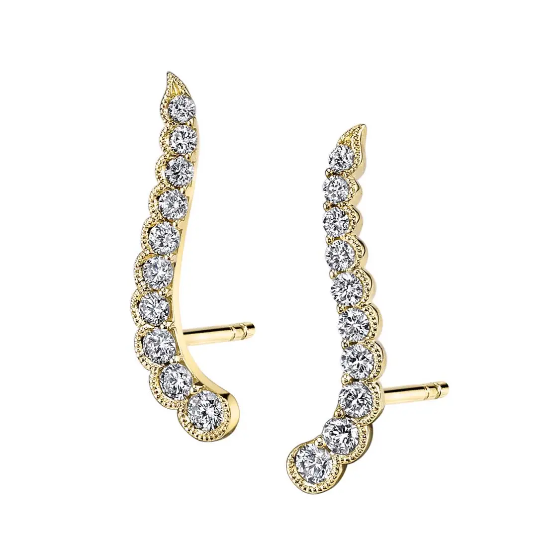 Bezel Set Diamond Ear Climbers