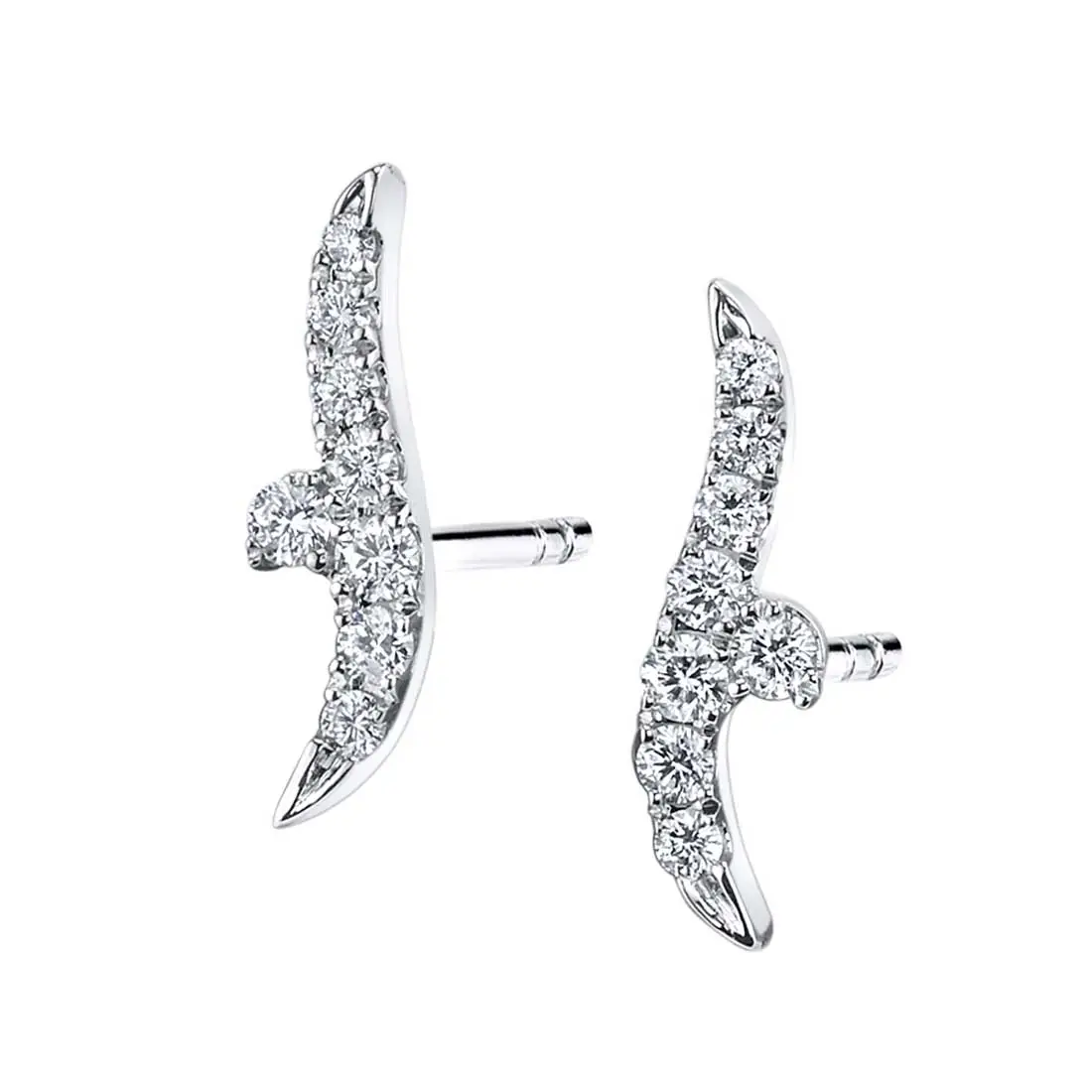 Bird Shaped Diamond Ear Climbers