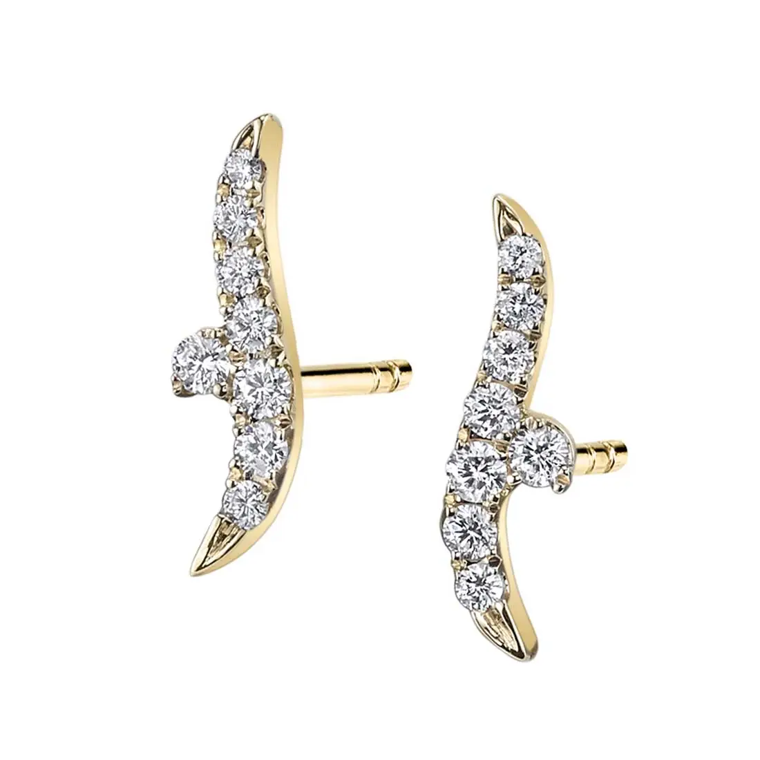 Bird Shaped Diamond Ear Climbers