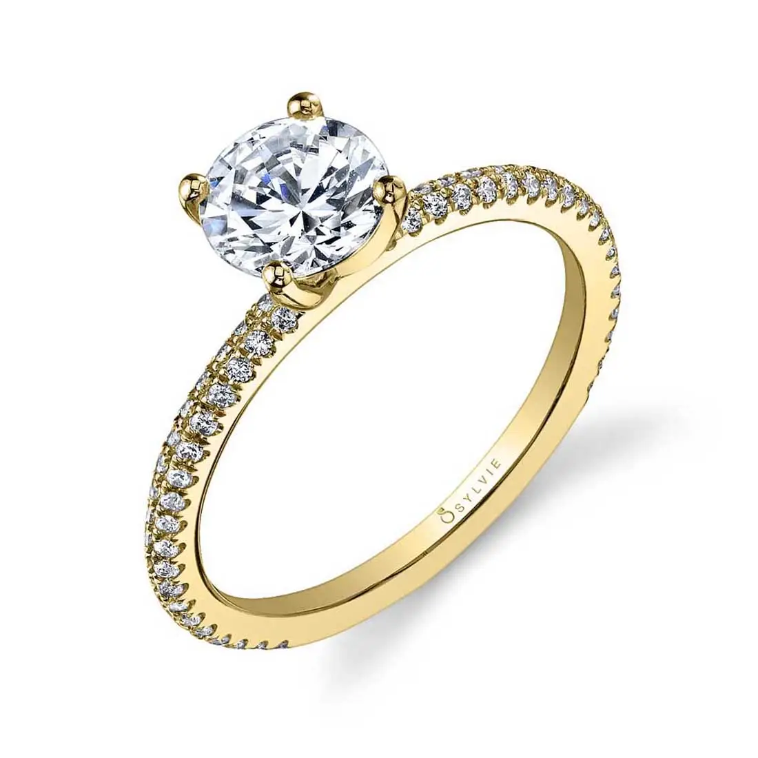 White Gold Round Cut Classic Round Engagement Ring - Jeana