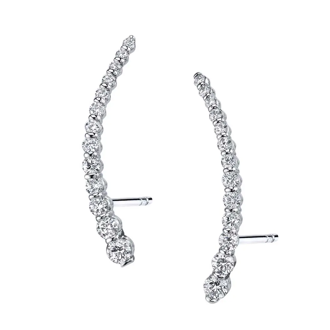 Curved Diamond Ear Climbers